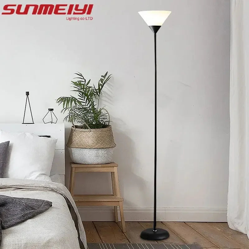 Nordic Minimalist and Fashionable Floor Lamp E27 Living Room Bedroom Study Bedside Modern Multifunctional LED Vertical Lamp Qme