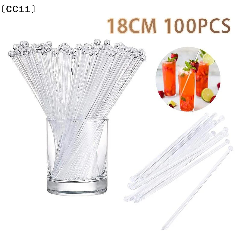 Transparent Cocktail Drink Bar Muddler Round Head Plastic Stirring Qme