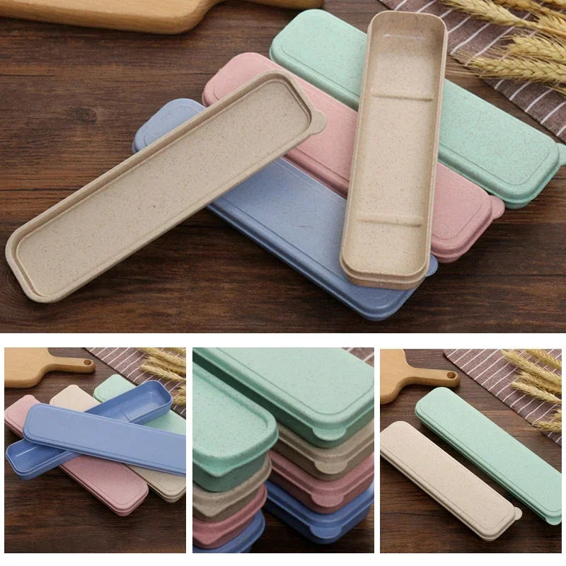 Portable Travel Tableware Eco-friendly Storage Box Case Food Grade Dinnerware Kitchen Fork Spoon Box Kid Cutlery Set Organizer Qme