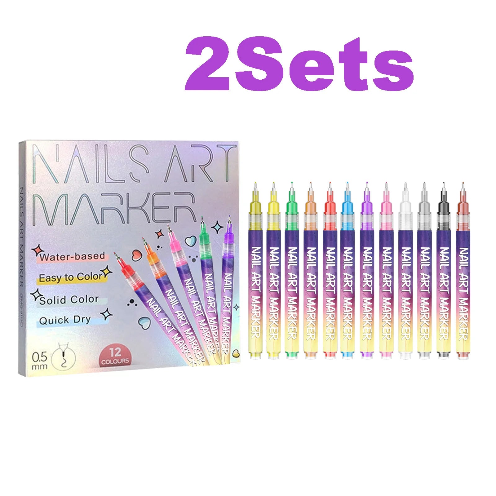 12pcs/Set Nail Art Graffiti Pen DIY Nail Art Painting Pens Abstract Lines Fine Design Multi-Color Drawing Nail Painting Tools Qme 2 Sets