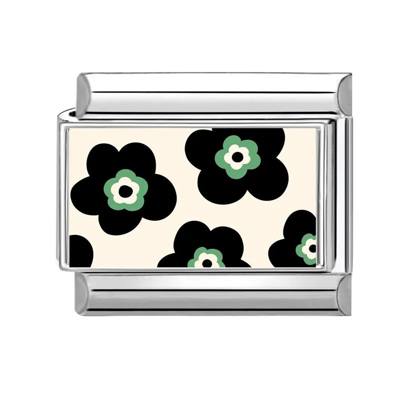 Fashion 2025 Cute White Cat Flowers Daisy Eyes Italian Links Charm Fit 9mm Stainless Steel Gift Modular Bracelet Jewelry Making Qme Style 11