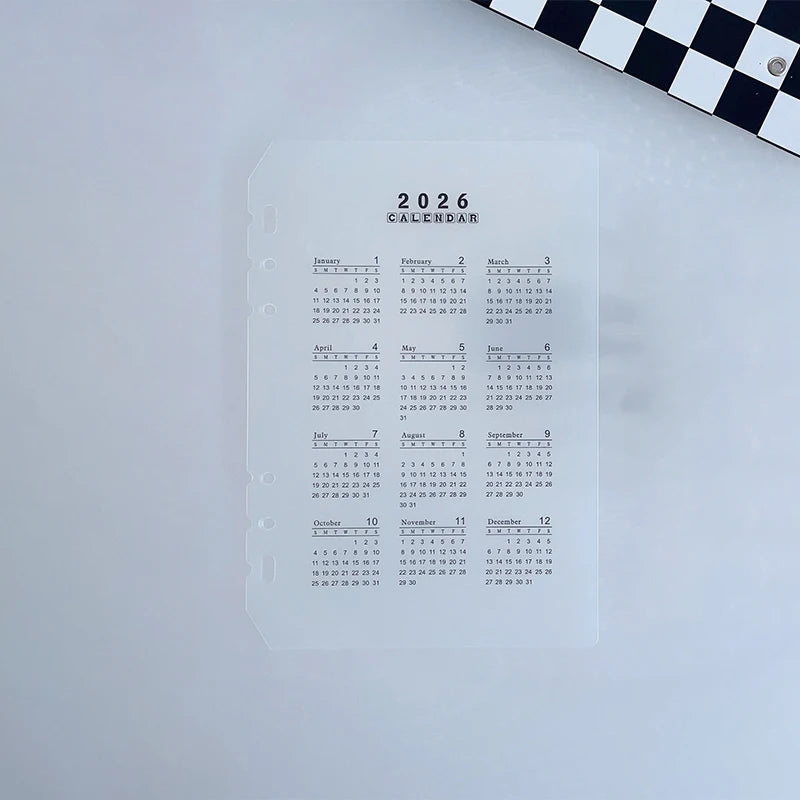 2026 Durable Transparent PP Frosted Material A5 A6 Loose Leaf 6 Holes Qme A2