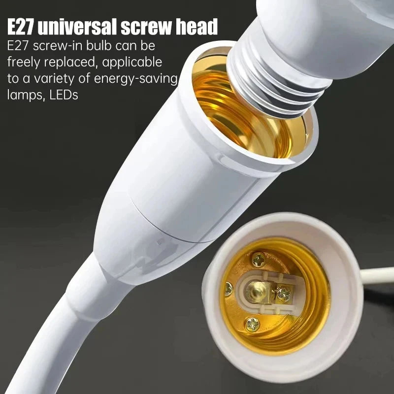 E27 Direct Plug Swivel Head Socket Bulb Holder Switch EU LED Table Qme