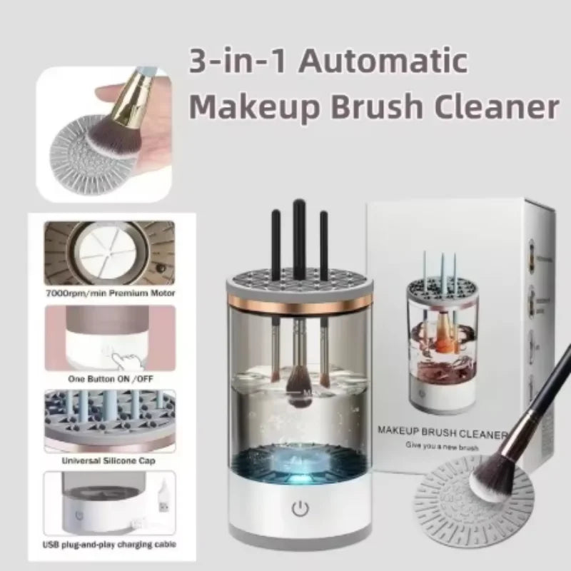 Electric USB Plug Portable Makeup Brush Cleaner with Rubber Makeup Machine Quick Cleaner Cleaning Brush Collar Brus Qme