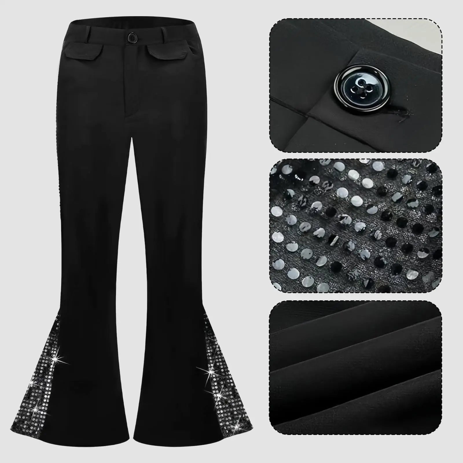 Disco Costume Men 70s Fancy Dress Costume Set with Sequin Shirt Necklace Glasses Beard Outfit Halloween Costumes For Adults Qme