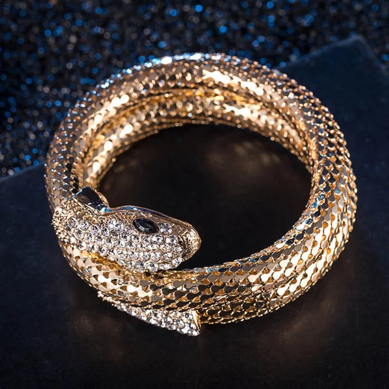 Y2k Creative Punk Snake Bangle Retro Club Snake Spiral Bracelet Upper Arm Cuff Armlet Armband Gothic Bangle Jewelry Gifts Girl Qme Light Yellow Gold Color