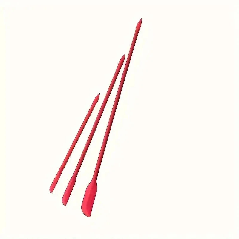 3-Pieces Mini Silicone Spatula Set - Heat Resistant, Multiple Sizes for Jar, Bottles and Kitchen - Perfect for Cooking, Baking Qme red