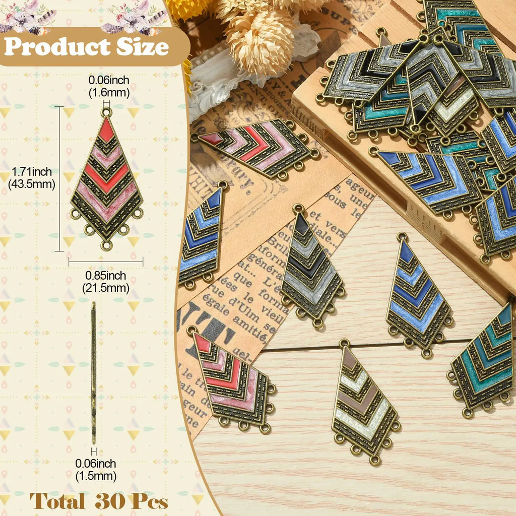 PandaHall 30Pcs 5 Colors Boho Chandelier Components Links Antique Bronze Tibetan Style Connector for Earrings Jewelry Making Qme