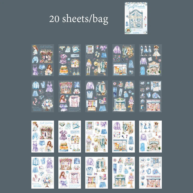 20 Sheets/Bag Teen Girl Closet Stickers for Creative Scrapbook Journal Planner Office Stationery Phone Case Decoration Gift Qme 3