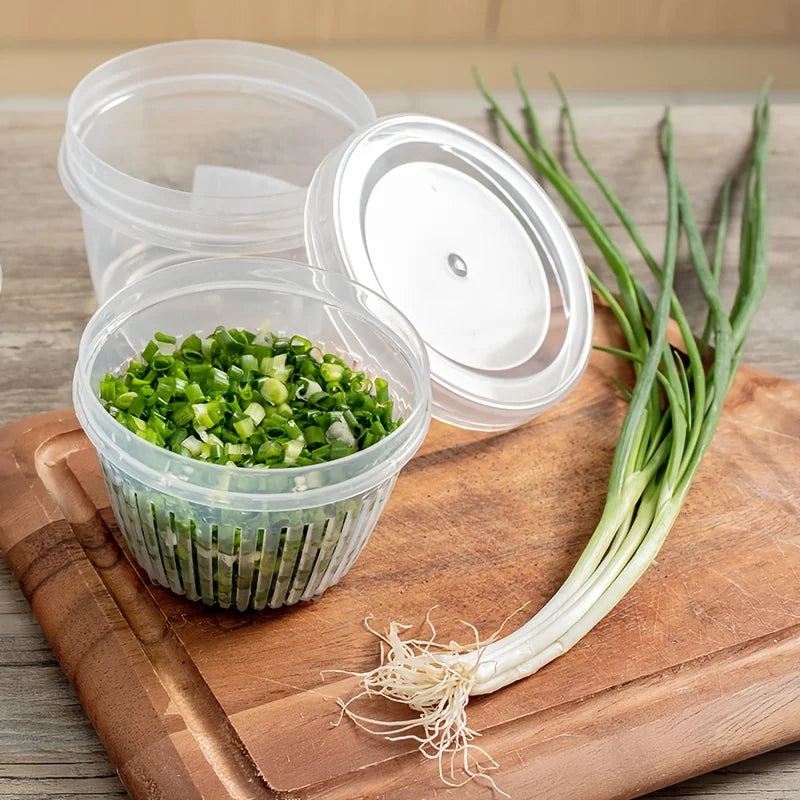 1 scallion box, refrigerator preservation box, scallion, ginger, garlic drainage storage box, vegetable preservation box Qme