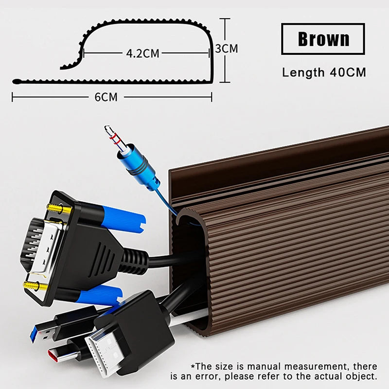 Channel Desk Cable Organizer Management Accessories White Protecter Qme 40CM brown
