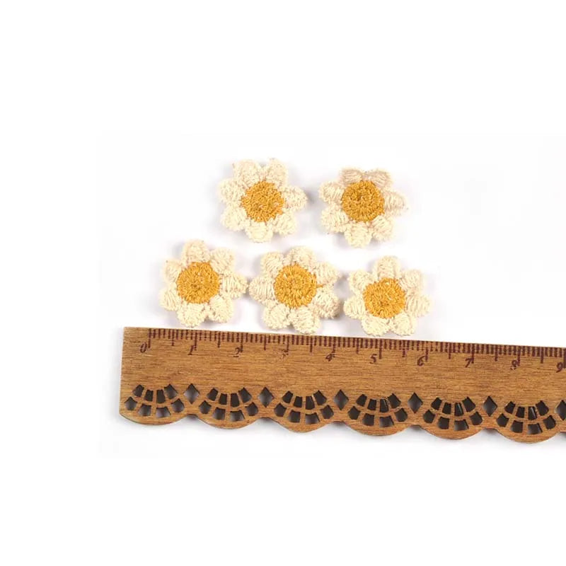 50Pcs 2cm 5color Mini Flower Patches Sewing Accessories Lace Embroidery Garment Appliques For Handmade Material Home Decor c3461 Qme 6