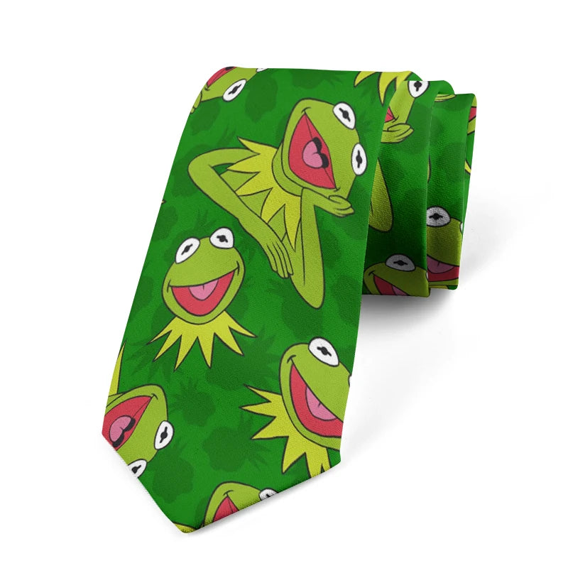 Funny Frog Sunflower Print Men's Tie Fashion Business Personality Qme style9