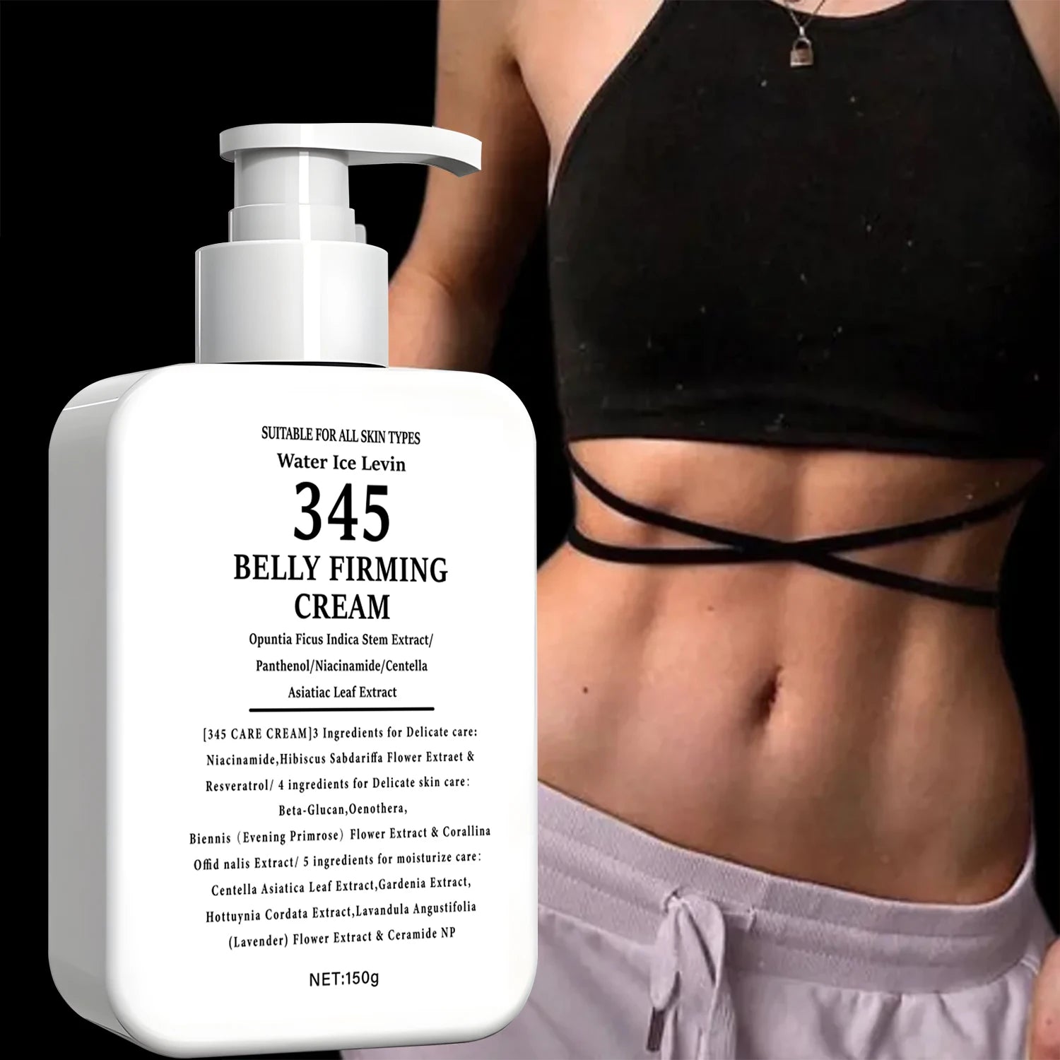 345 Belly Firming Cream with Niacinamide & Centella - 3-4-5 Complex for Delicate Skin Care & Moisturizing Qme