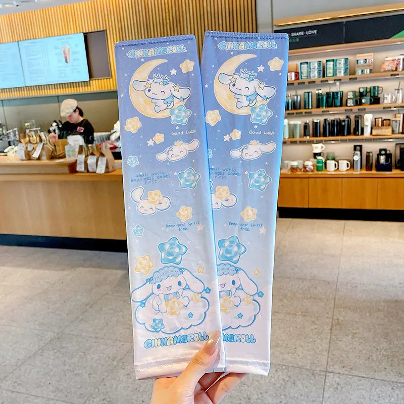 Hello Kitty Kuromi Sun Protection Arm Sleeves—Breathable Cooling Arm Sleeves for Students—UV-Protective Cooling Silk Arm Sleeves Qme 4