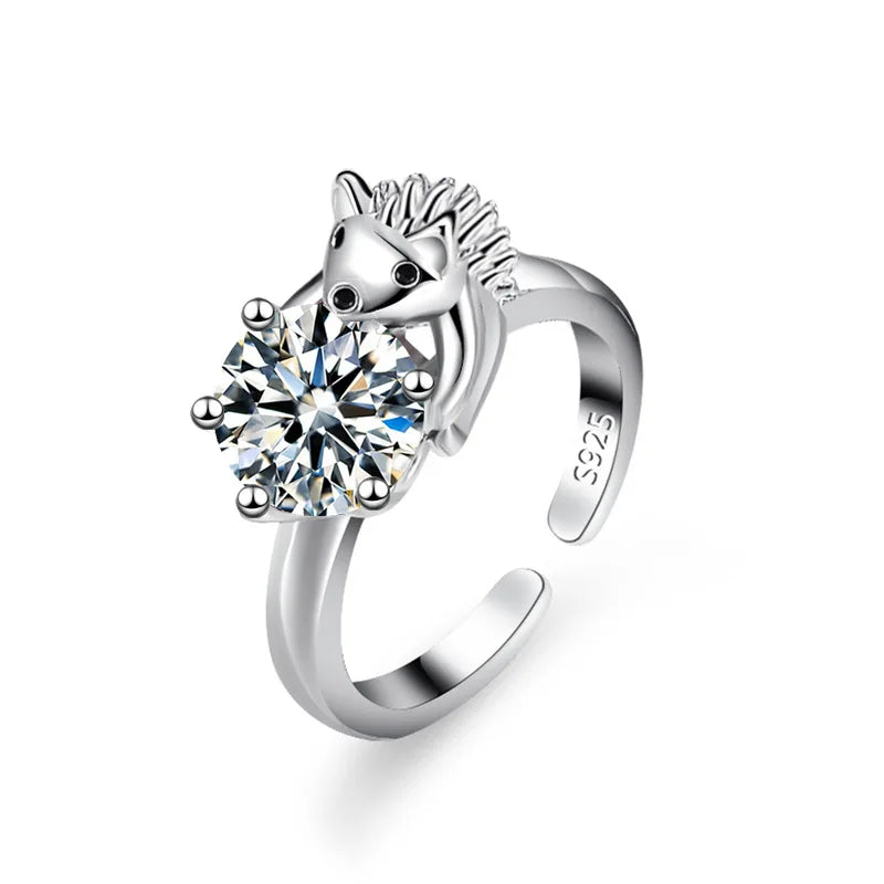 Fashion Hedgehog Multicolor Zircon Adjustable Sterling Cool Ring Fashion Women's Cocktail Party Jewelry Gifts Qme WHITE resizable