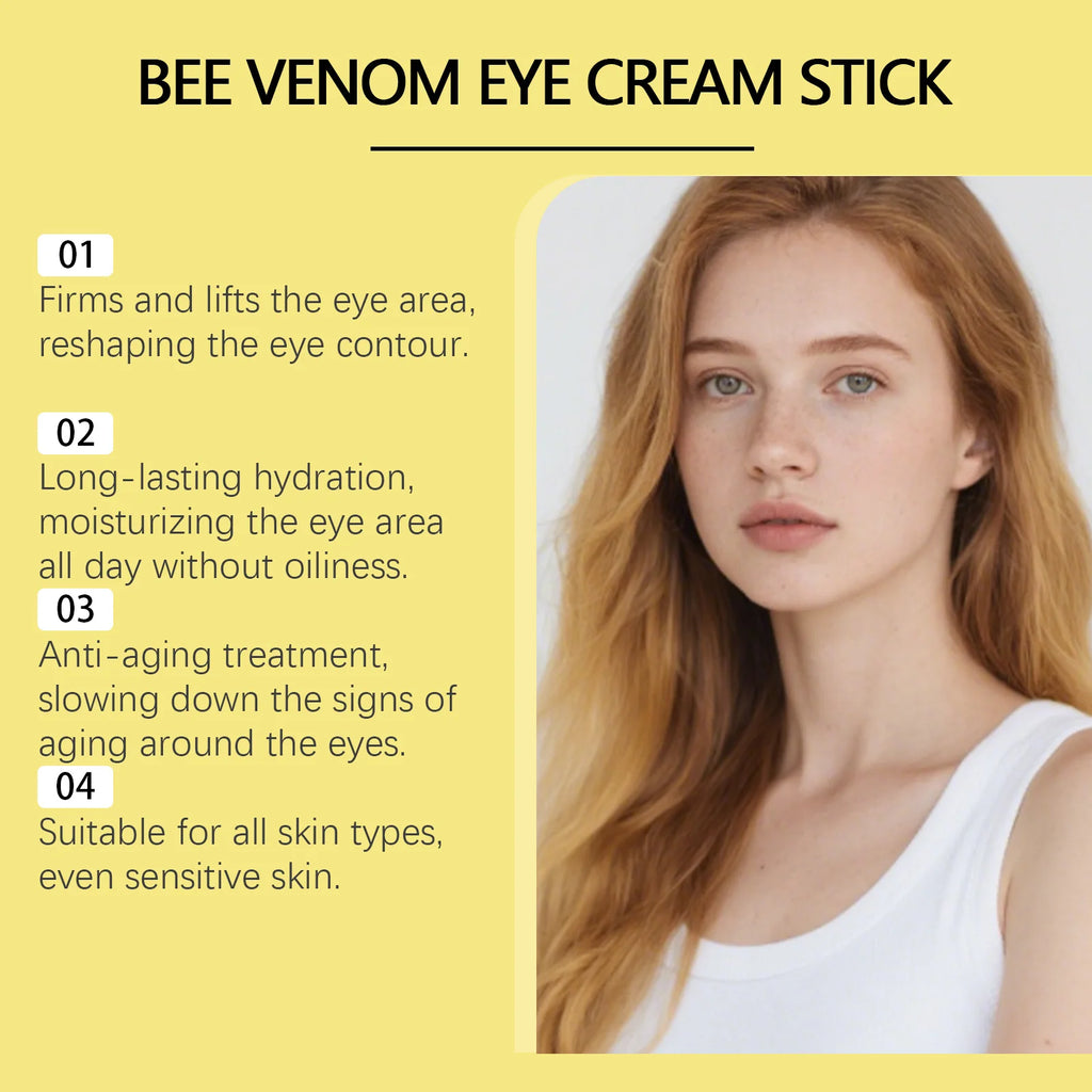 Bee Venom Firming Eye Cream Stick Dark Circles Remove Eye Bags for Under Eye Honey Lifting Brightening Anti-Puffiness Eye Care Qme