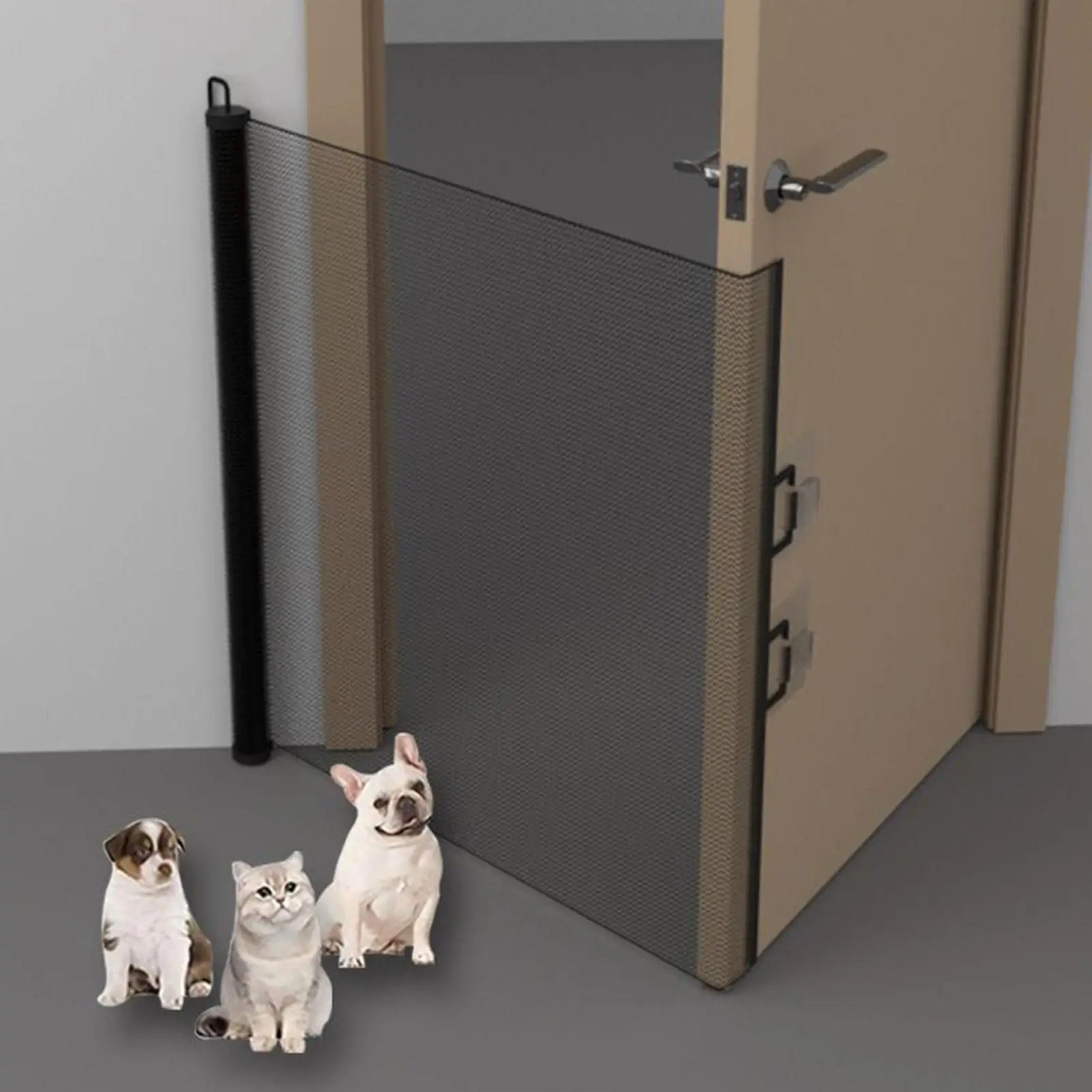 Retractable Pet Gate Retractable Mesh Gate No-Drill Childproof Net Fence Cat Baffle for Indoor Staircase Patio Fireplace Deck Qme
