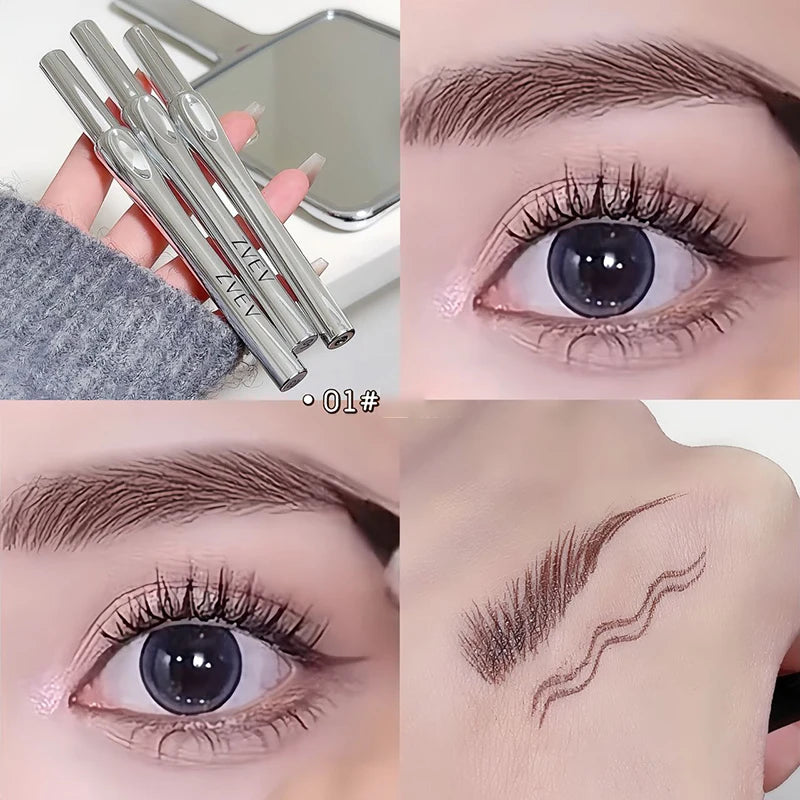 Ultra-fine 2 Point Silver Eyebrow Pen Liquid Wild Eyebrow Tattoo Waterproof 2 Fork Silkworm Brow Pen Easy To Grip Eye Makeup Qme 01 Coffee Brown