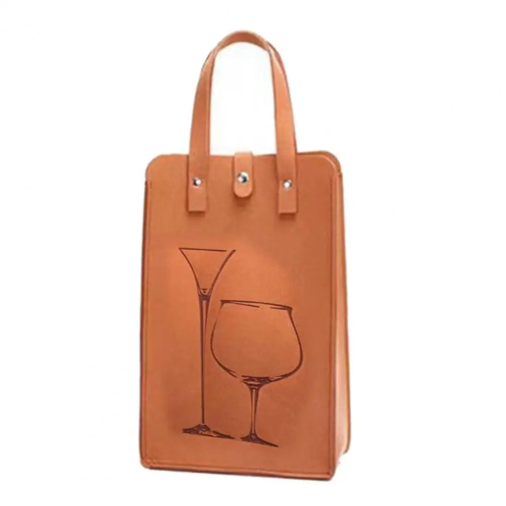 Felt Wine Bottle Bag Double Bottles Great Load Bearing Handheld Beverage Packaging Handbag Gift Wrap Storage Pouch Wine Tote Bag Qme Khaki
