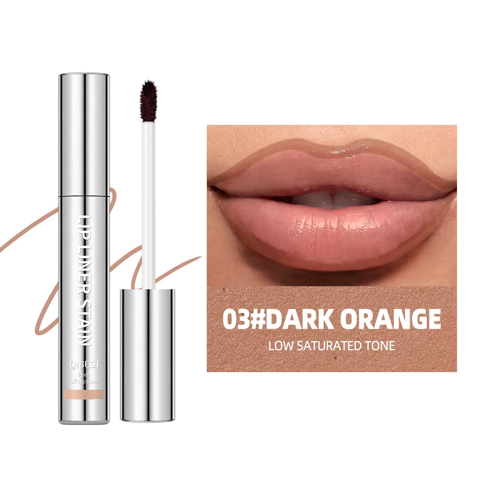 QIBEST Waterproof Lip Liner Peel Off Tattoo Lipgloss Lasting Matte Lip Tint Brown Contour Tear-off Lips Stain Makeup Lipliner Qme 03