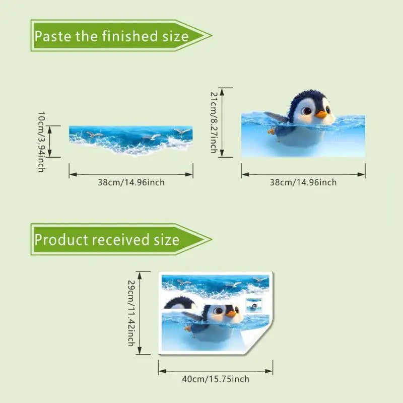 Creative Self-adhesive Cute Penguin Toilet Stickers Waterproof Bathroom Decals Decoration Qme 1pc