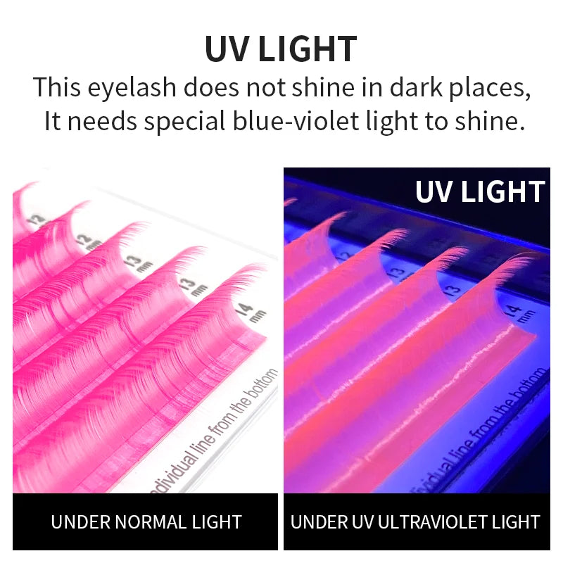 NATUHANA UV Glow Eyelash Extensions Fluorescent Neon Lashes Qme