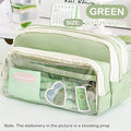 Chic Solid Pencil Case Korean Simplicity Transparent Pen Pouch Large Qme Green