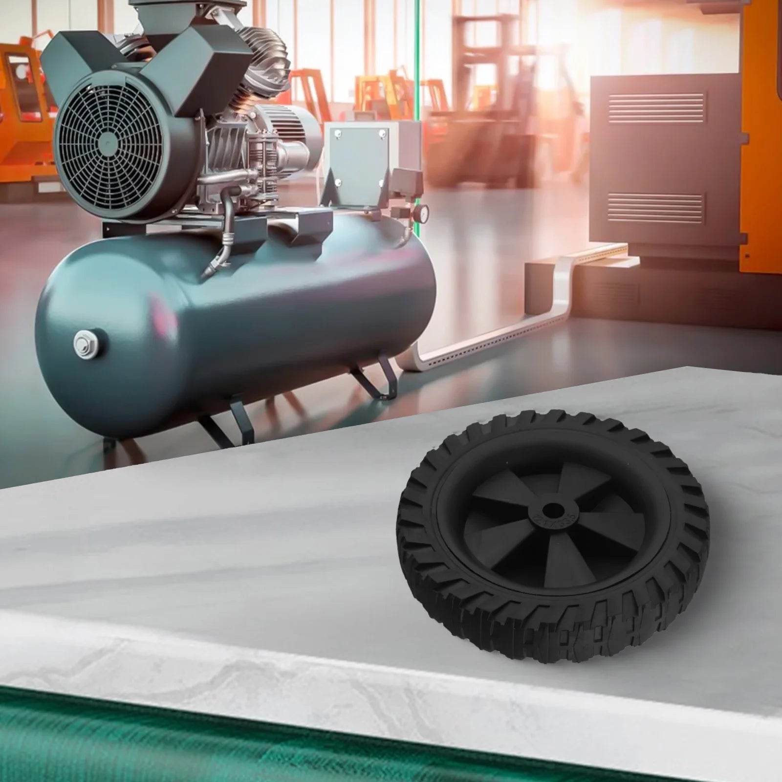 7inch Air Compressor Wheels Replacement Parts Shock Absorption Non-Slip Silent Air Compressor Caster Wheels Qme Default Title