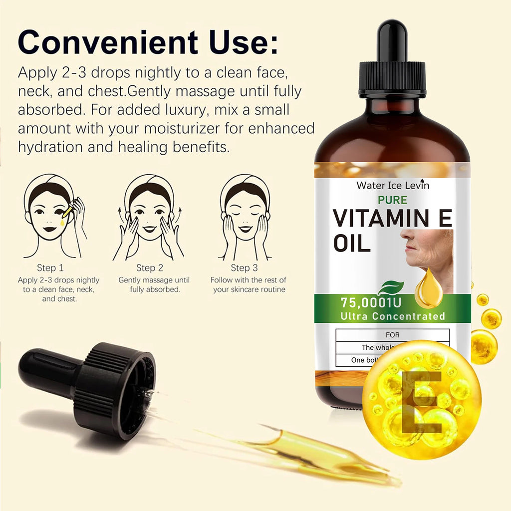 100ml Natural Vitamin E Essential Oil, Used for Massage, Skin Care, Gua Sha, Showering, Facial, Body, Nail, Hair, and Eyelash Care, Versatile Qme
