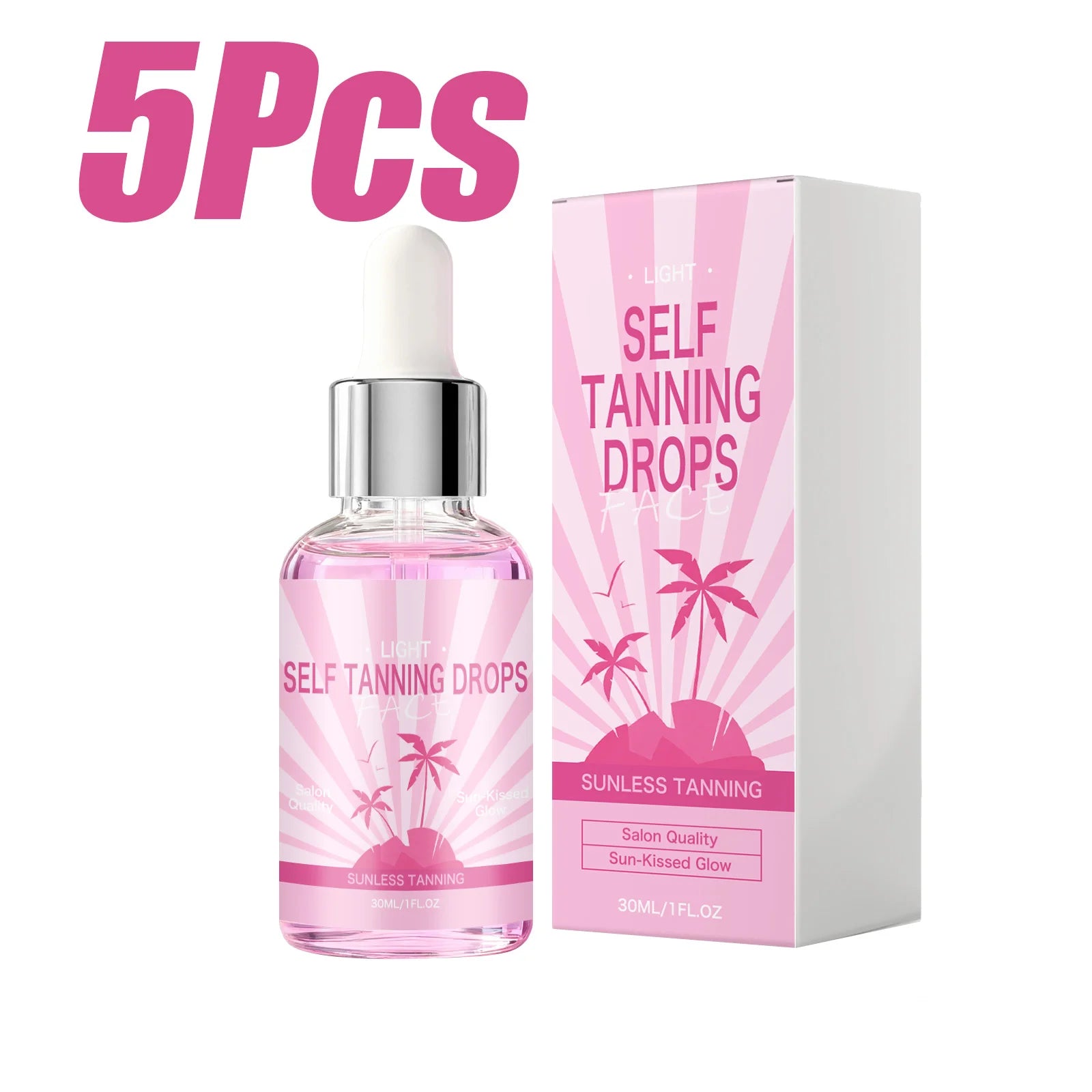 Self Tanning Drops Sunless Tanner Serum Face Body Natural Bronze Tone Even Skin Tone Moisturizing Glowing Hydrating Bronzing Qme 5 x 30ml Boxed