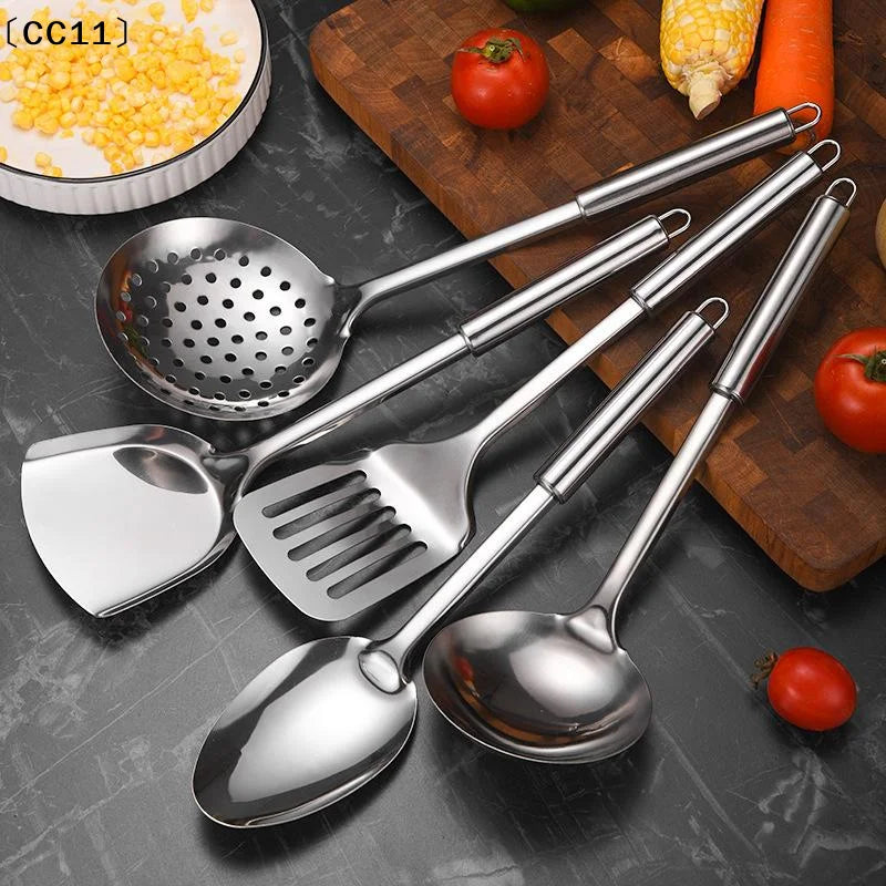 Stainless Steel Turner Long Handle Slotted Shovel Non-stick Steak Qme