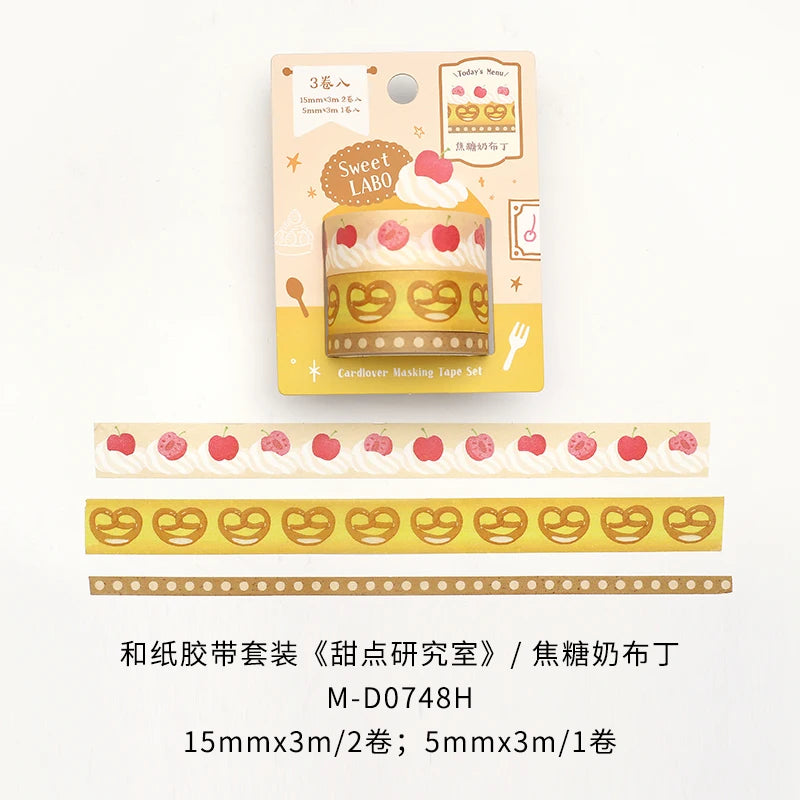 Retro Food and Desserts Japanese Stationery Tapes 3Rolls Creative DIY Scrapbooking Stickers Handbook Decorative Journal Supplies Qme C Hot sale