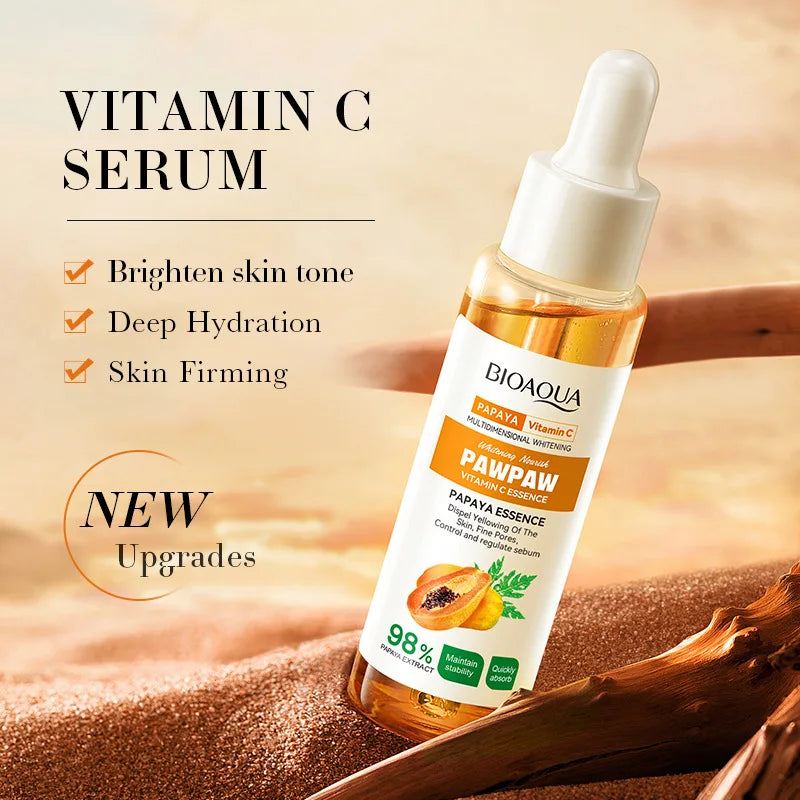 Papaya VC Brightening Serum Improve Dullness Remove Dark Spots Effective Whiten Freckle Product Moisturize Face Skin Care Beauty Qme