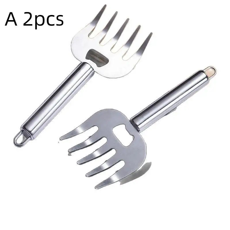 1 Stainless Steel Meat Cutter Finger Protector Fork Wooden Handle Qme A 2pcs