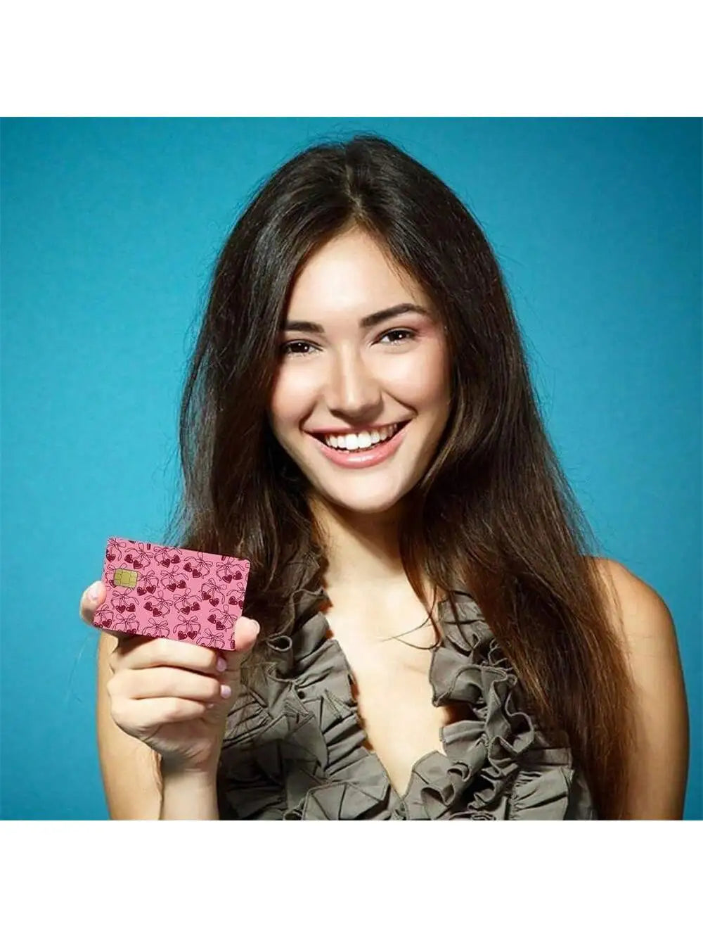 Cherry Bow Small Chip Credit Card Stickers Slim Waterproof Qme