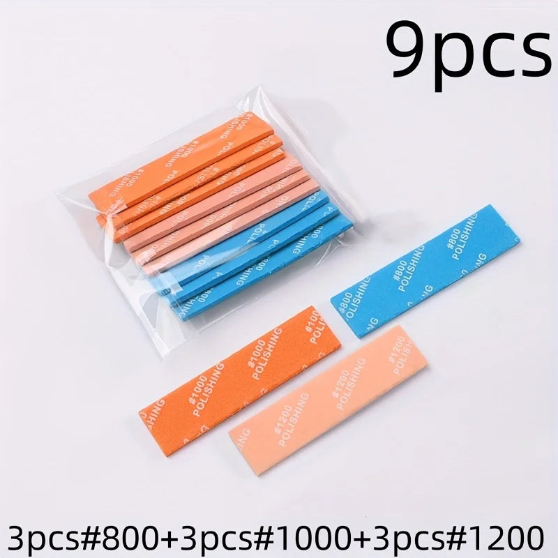 9Pcs For Assembling Model Build Tools Hobby DIY MS-E400~1200 Semi-rigid Sanding Sticks Plastic Model Polishing Rod Qme 9pcs 1