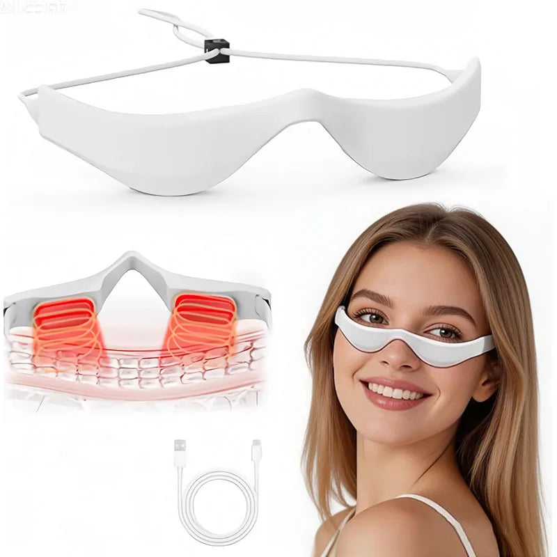 3D Red Light LED Eye Massager Dark Circle Puffiness Relief Anti-aging Qme