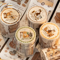 Coffee & Cats Washi Tape, Decorative Craft Tape for Journaling & Scrapbooking, Versatile for Stationery & DIY Lovers Qme 4 Rolls