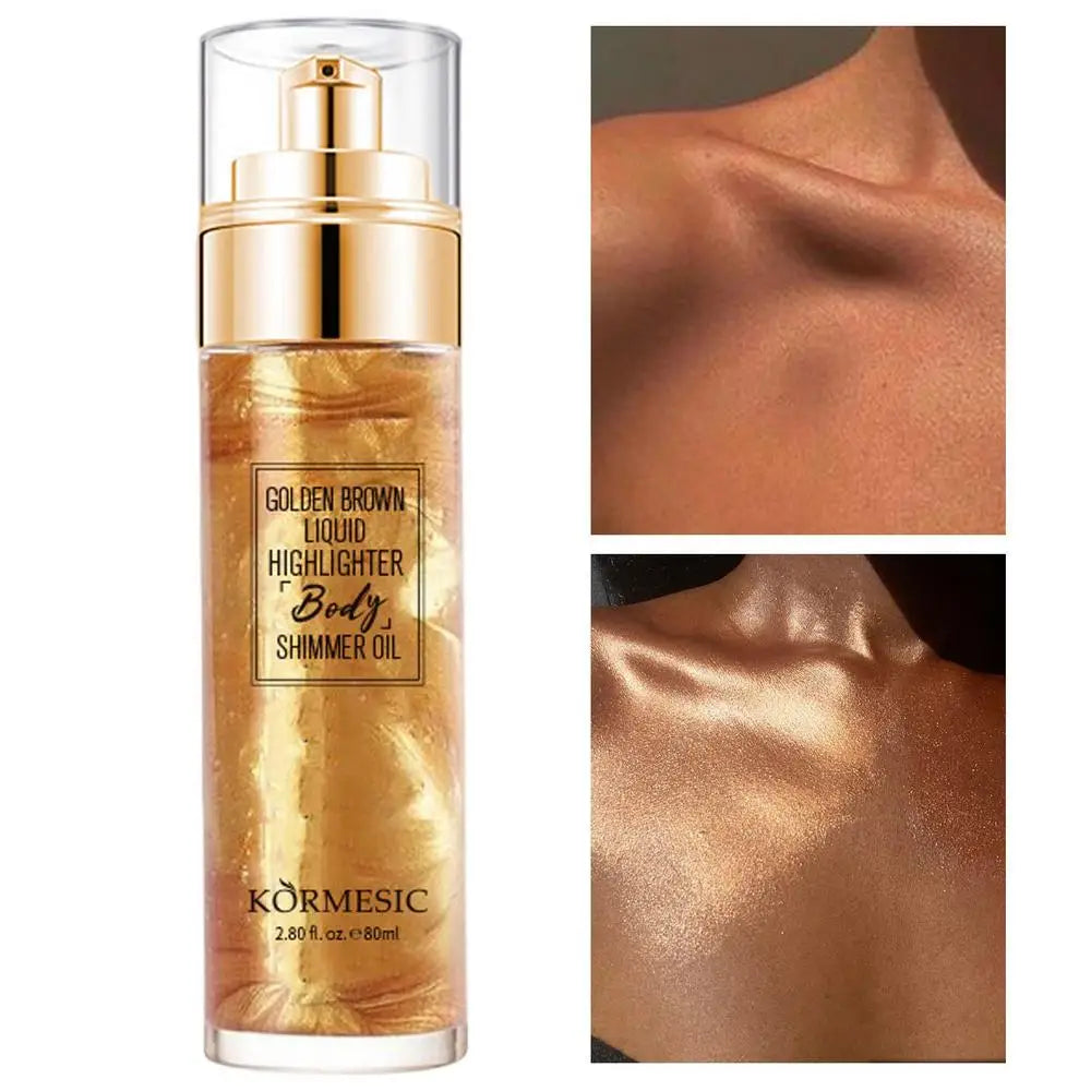 Glitter Spray Hair Body Glitter Spray Sparkly Quick High-Gloss Face Highlighter Long Lasting Shimmery Body Makeup Spray Qme Golden Brown China Mainland