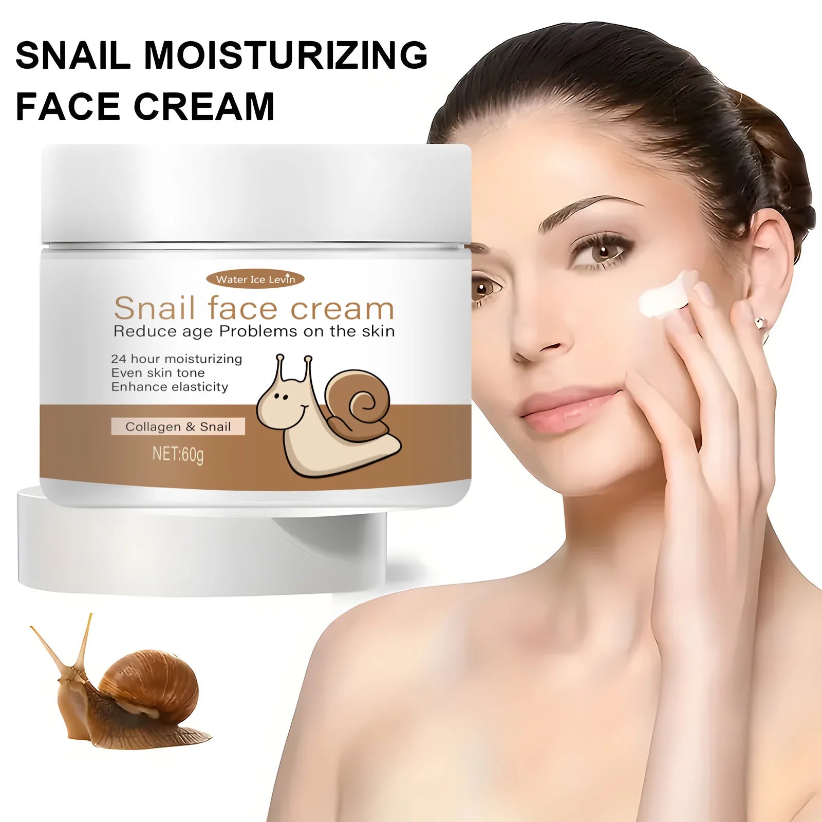 Snail Face Cream with Collagen & Retinol - 24H Moisturizing, Evens Skin Tone & Boosts Elasticity, Reduces Signs of Aging Qme