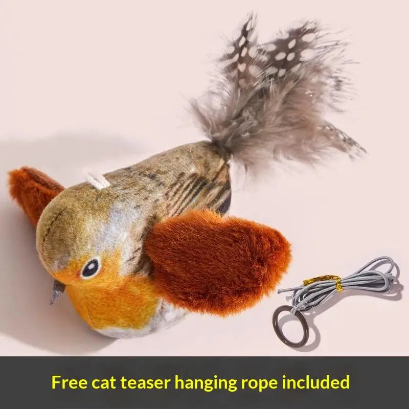 Electric Squeaky Simulation Bird Plush Toys Realistic Cat Toy Cats Qme Gray