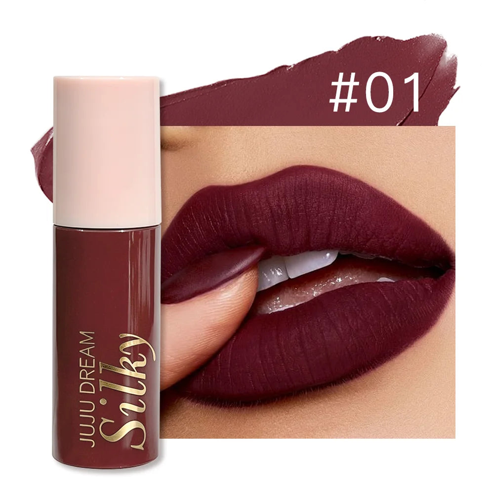 Waterproof Wine Red Matte Lip Gloss Long Lasting Velvet Lipstick Qme 01 100g