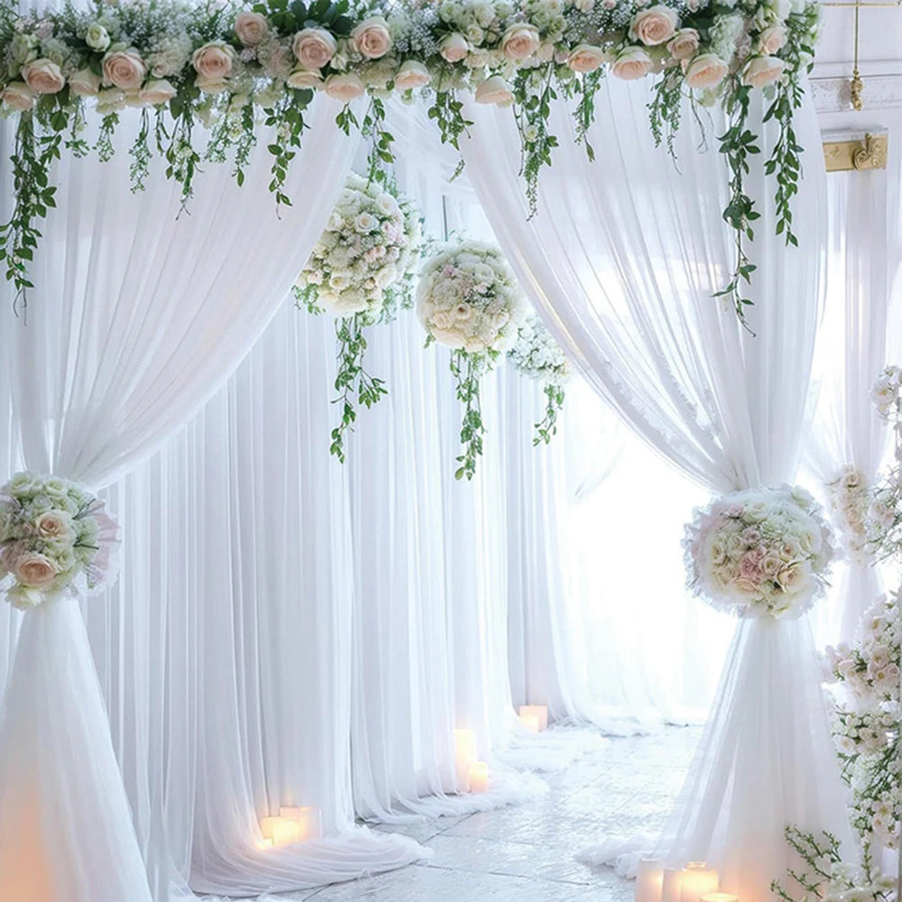 Shaman Wedding Mesh Outdoor Wedding Party Scene Decoration Background Wedding Arches Curtain Mesh Qme