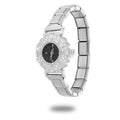 Fashion Women's Stainless Steel Round Shiny Zircon Watch DIY 9mm Width Bracelet Head For Party Friend Birthday DIY Jewelry Gift Qme S 38