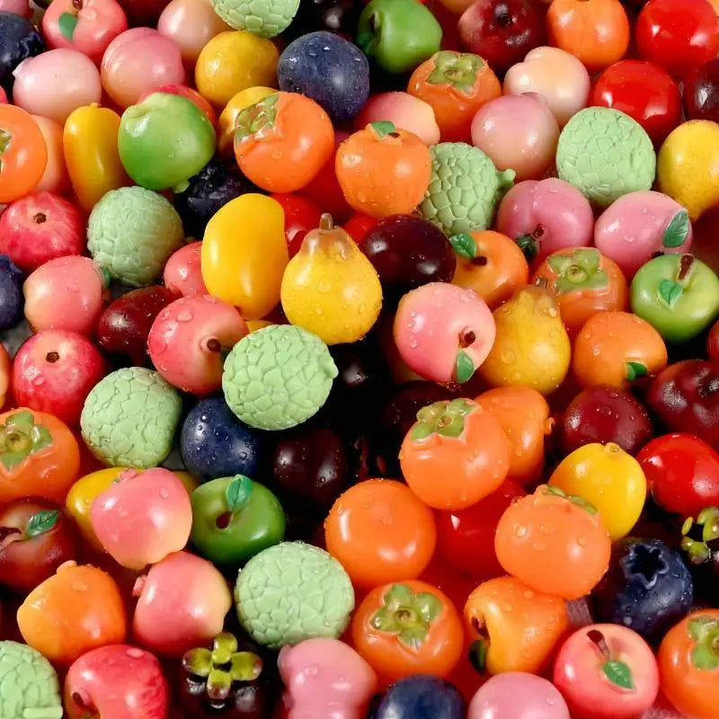 10PCS Lifelike 3D Fruit Resin Beads Fadeless Waterproof for DIY Bracelet Stringing Festival Decor Craft Projects Qme