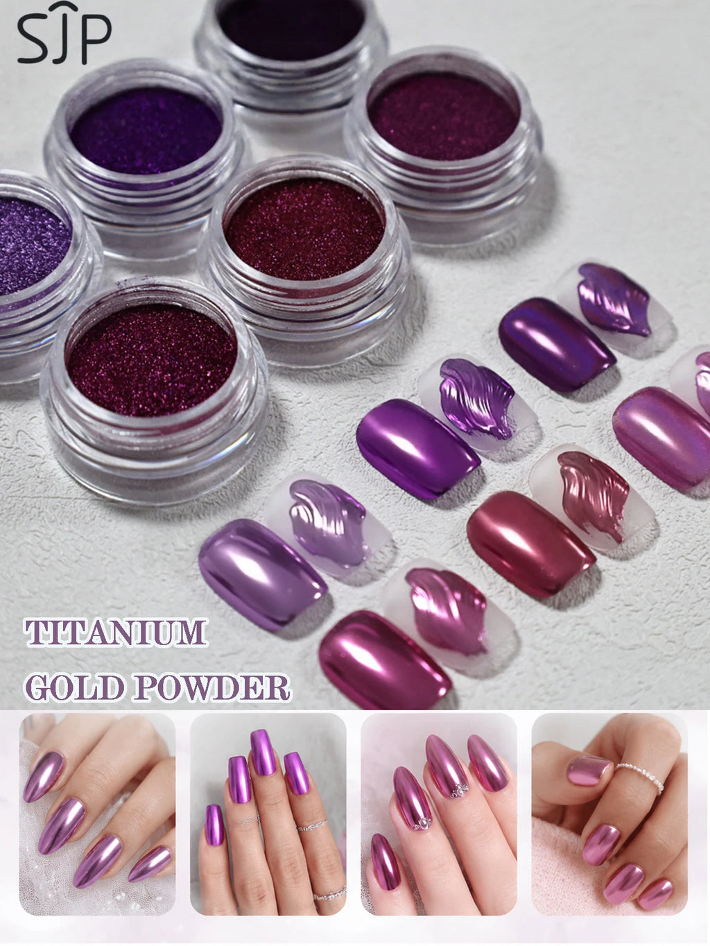 6-piece Electric Purple Series Nail Mirror Magic Powder Chrome-plated Qme