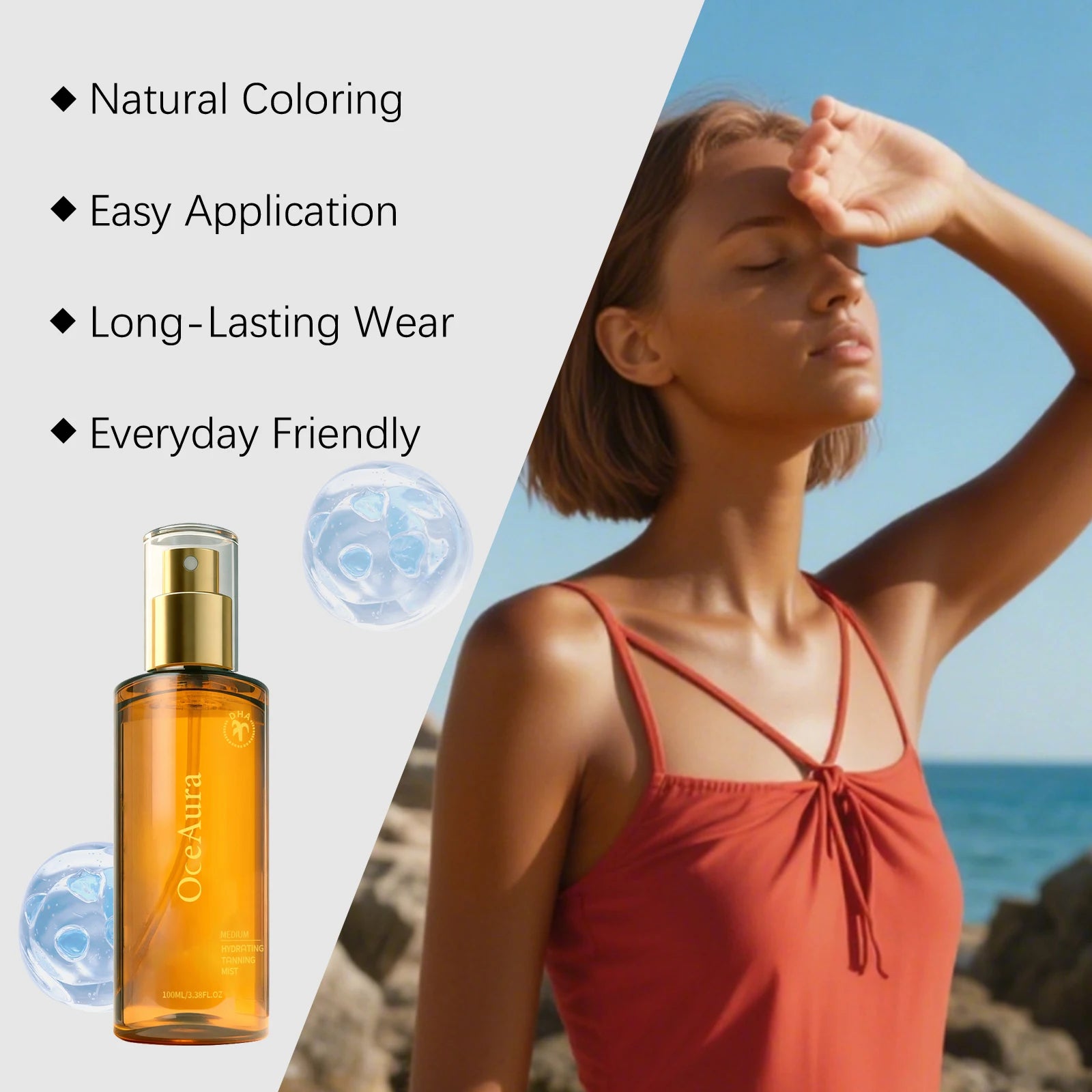 Self Tanning Spray Natural Sunless Tanner for Face Body Hydrating Lightweight Sunless Tanning Spray Natural Brown Tone Even Glow Qme