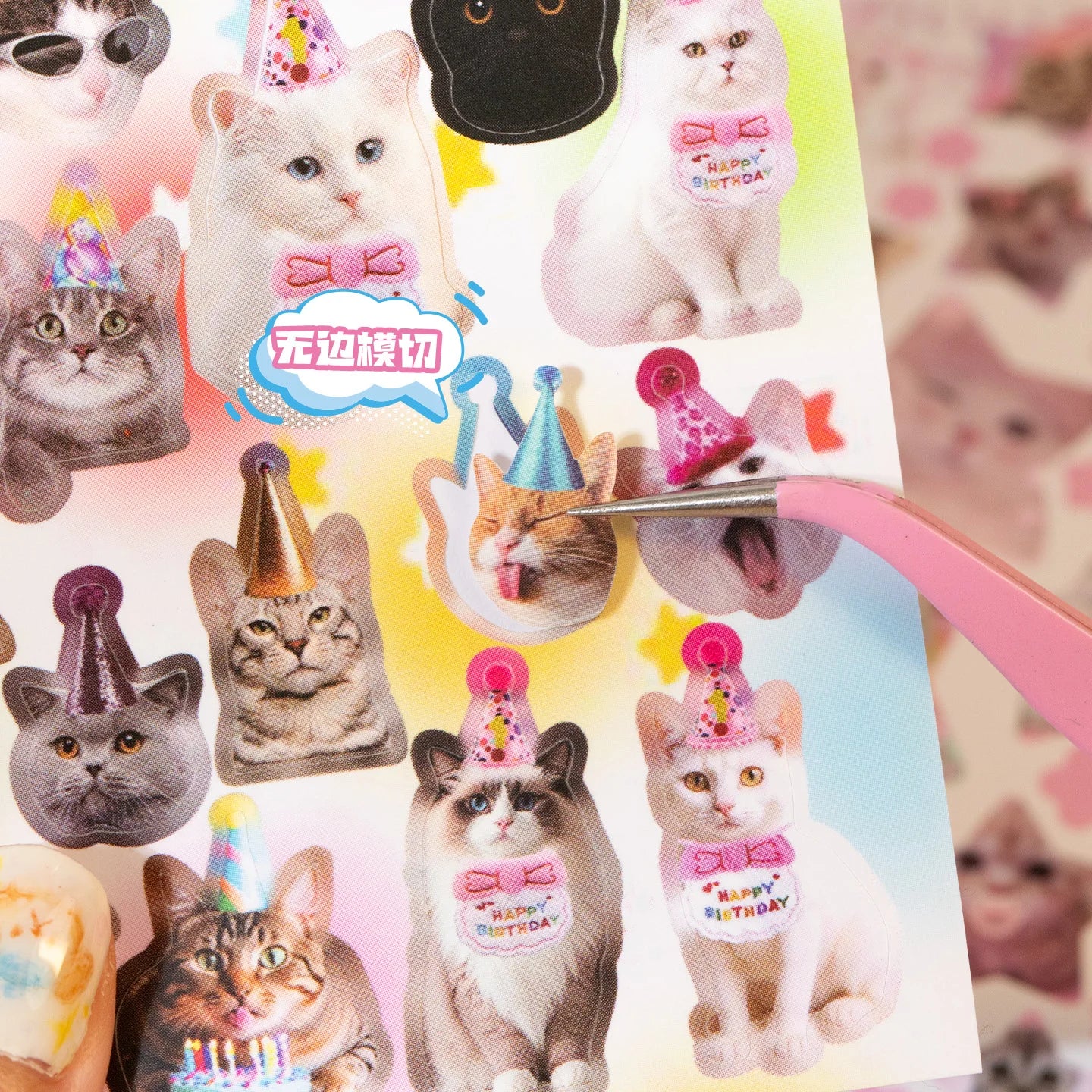 Cute PET Die Cut Stickers Book - 20/40 Sheets Cartoon Pet Theme Handmade Scrapbooking Material for Phone Stickers Qme