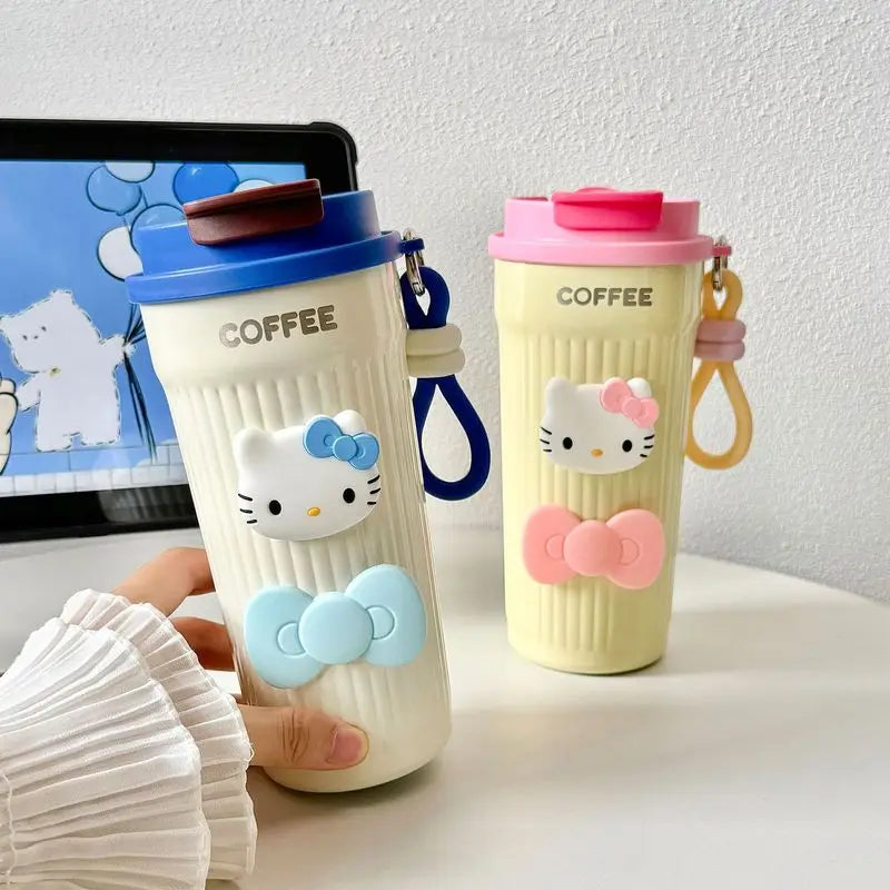 Cute Hello Kitty Insulated Cup Stylish 316 Stainless Steel Straw Cup for Women Large-Capacity, Portable Coffee Cup for Work Qme